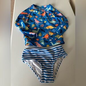 Cat & Jack Dinosaur Rashguard Set - Blue and White